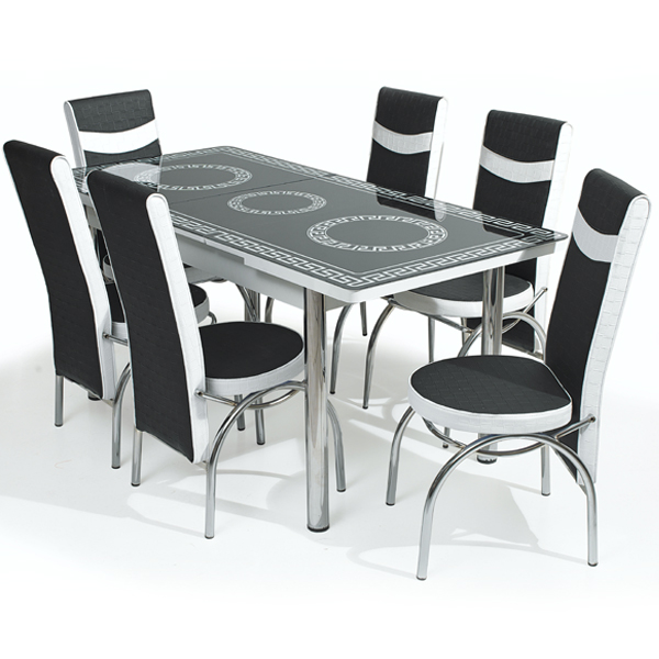 Touhou Prime Nu Uitschuifbare eettafel met stoelen - Zwart M533 - Mega Home Market