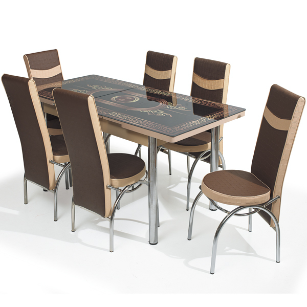 Kip chrysant Optimisme Uitschuifbare eettafel met stoelen - Bruin M215 - Mega Home Market
