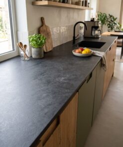 Keukenwerkblad zwarte steenlook 240,5x62x3,8cm